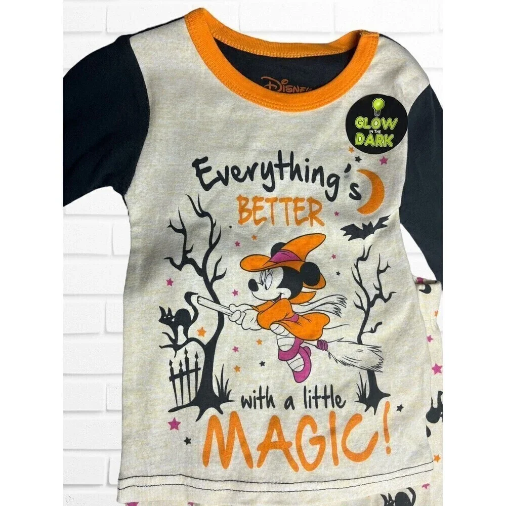Minnie Mouse Girls Pajama Set Size 4 Halloween‎ Everythings Better With Magic